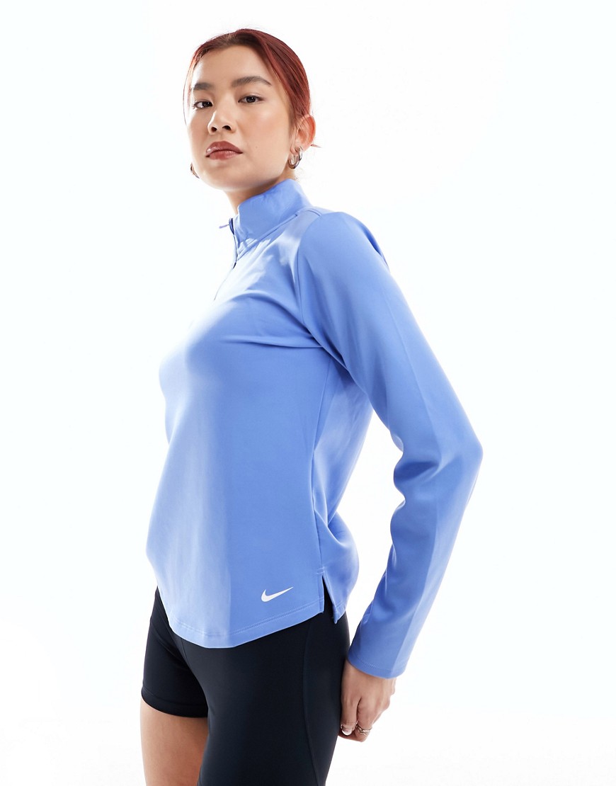 Nike One Therma-fit Half-zip Top In Blue-white