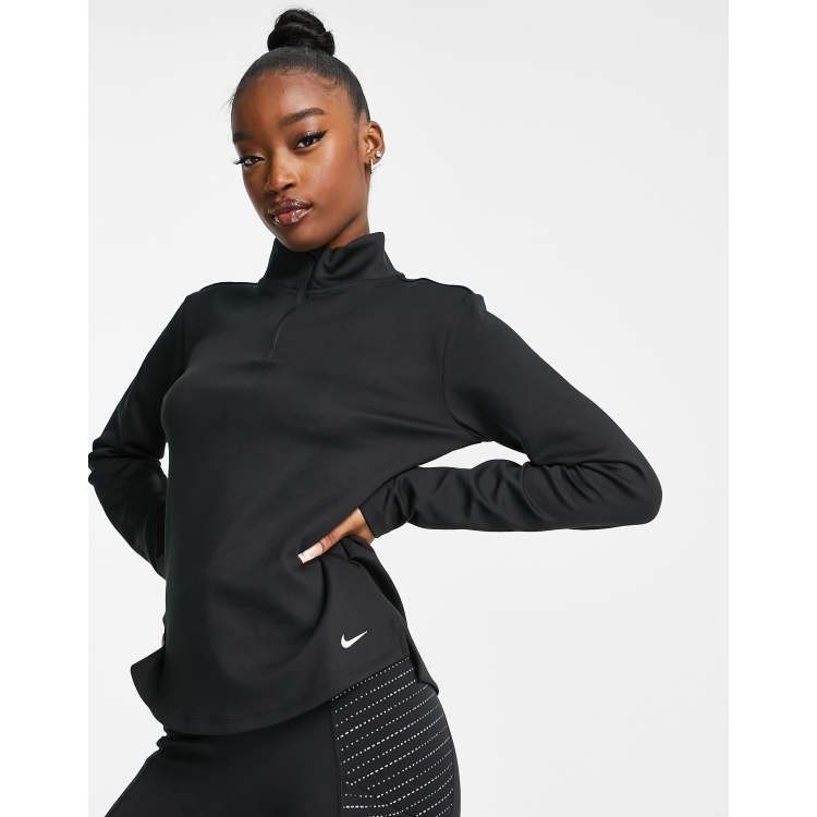 Black High Neck Half Zip Gym Top