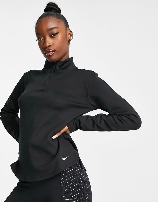 Nike Training One Therma-FIT standard long-sleeve half zip top in black