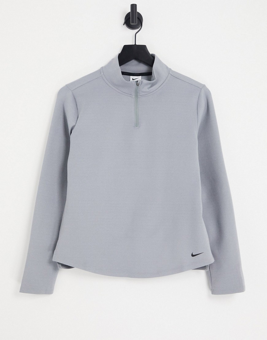 Nike Training One Therma-FIT standard long-sleeve half zip top in gray