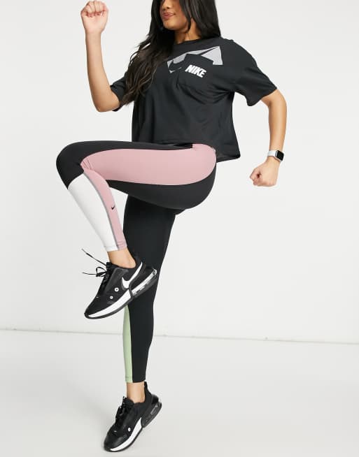 Nike Training One tight 7/8 leggings in color block