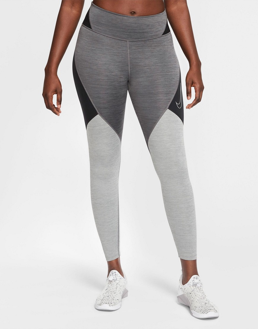 Nike Training one tight colourblock leggings in grey