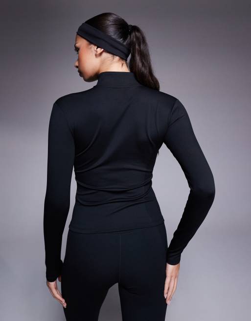 Nike Training - One - Top manches longues ajusté à fermeture éclair en tissu Dri-FIT - Noir, 2 de 4