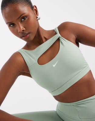 Nike Training One twist strap sports bra in green