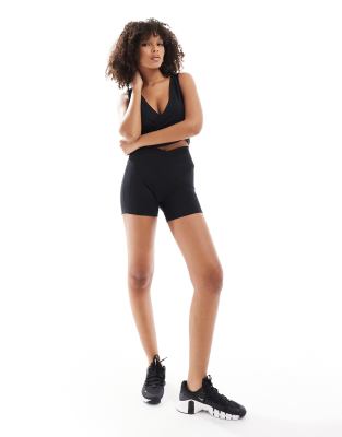 One wrapped high waisted 5 inch legging shorts in black