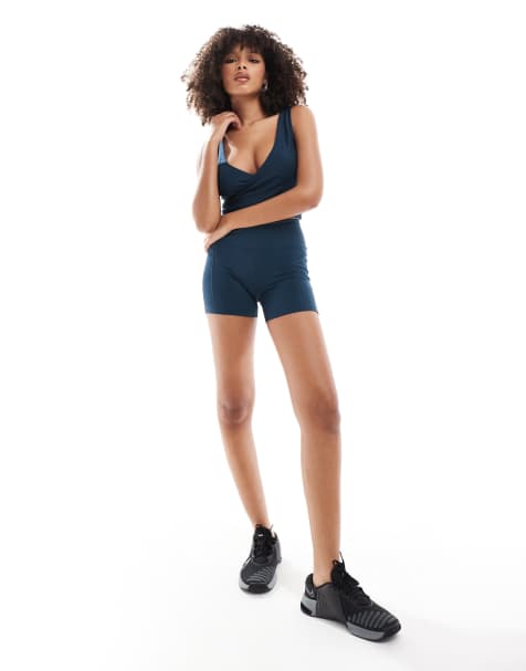 Nike Training One wrapped high waisted 5 inch legging shorts in navy - view 1