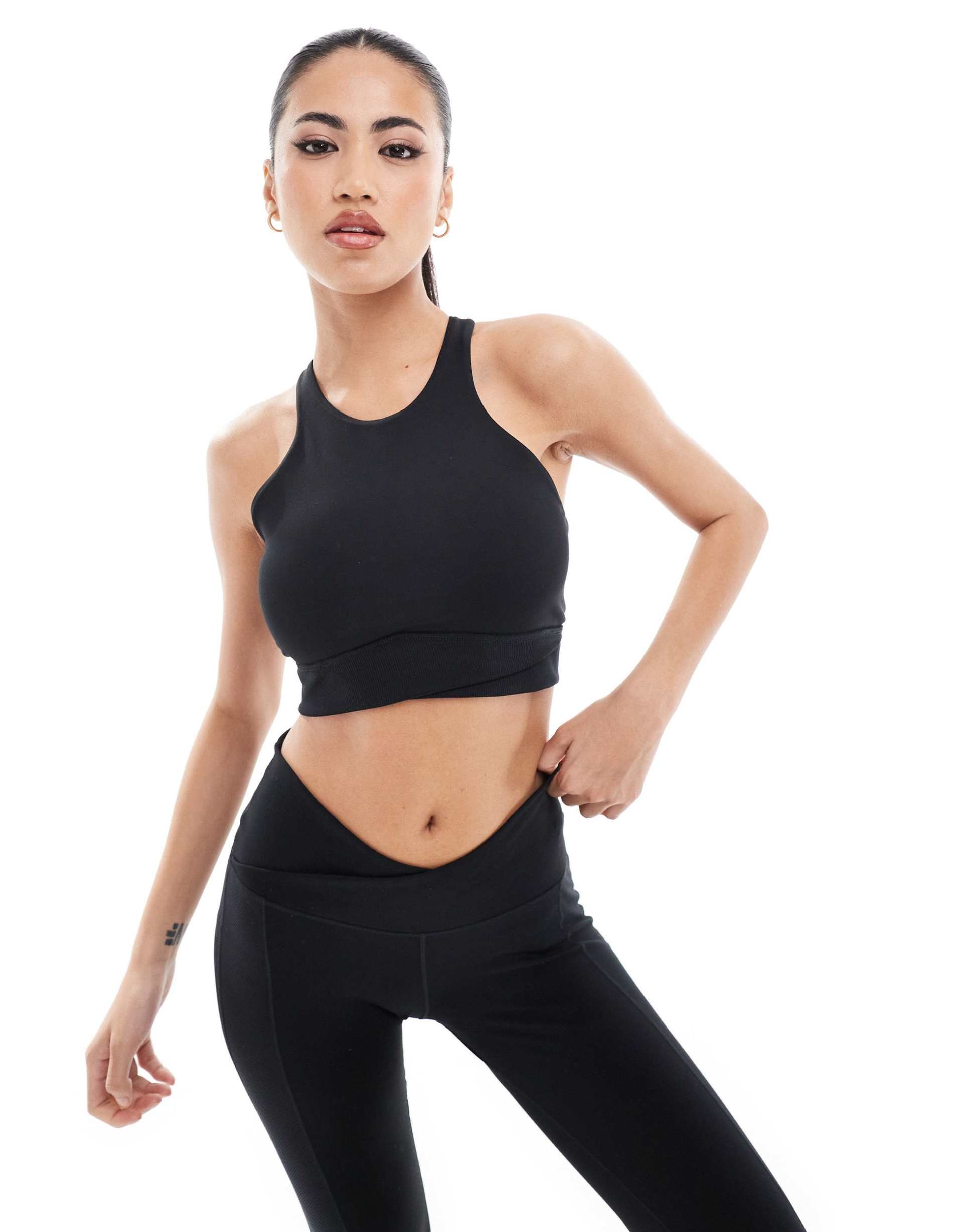 nike training one wrapped light support sports bra in black