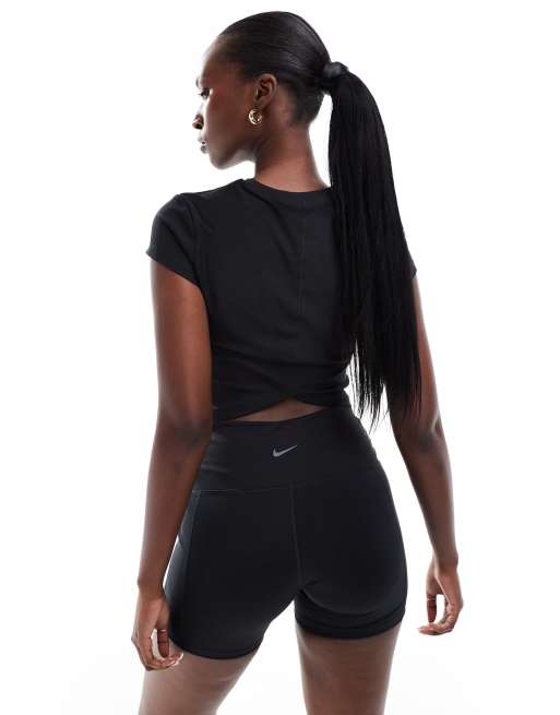 Nike Training One wrapped ribbed t-shirt in black