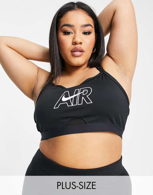 Nike Training Plus - Air Indy - Reggiseno sportivo con sostegno leggero nero con stampa
