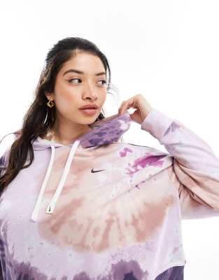 Nike Plus Dri-fit Fleece Tie Dye Hoodie In Purple And Multi