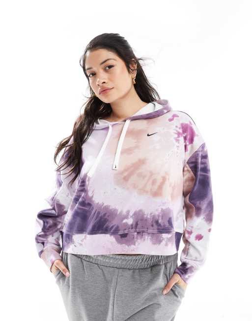 Nike Training Plus Dri FIT fleece tie dye hoodie in purple and multi