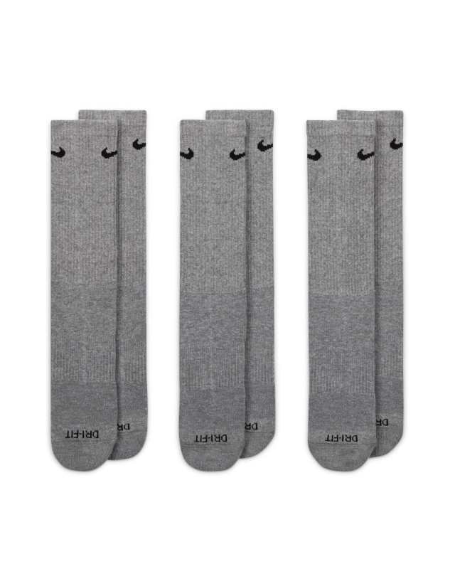 Nike Training Plus Everyday Cushioned 3 pack unisex socks in gray