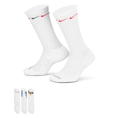 Nike Training Plus - Everyday Cushioned - 3er-Pack Socken in Weiß mit Grafik-Bunt