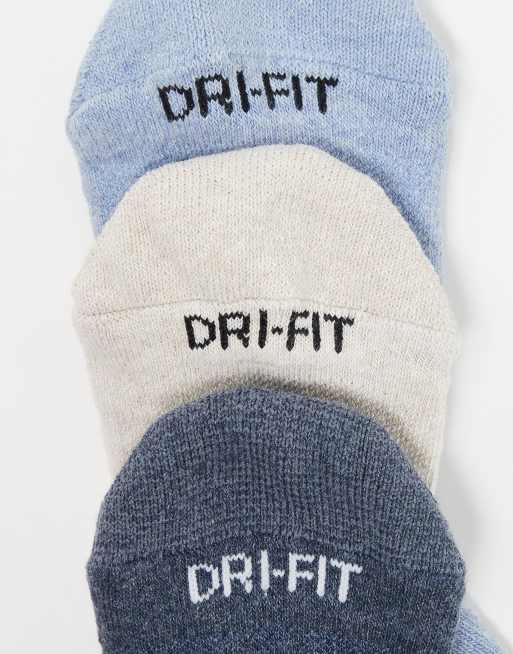Nike Training Plus - Everyday Cushioned - Lot de 3 paires de chaussettes - Bleu et beige, 3 de 3