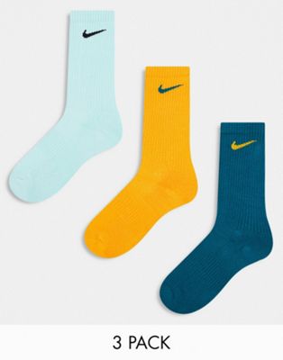 Nike Training Everyday Plus 3 pack socks in teal, jade and orange - ASOS Price Checker