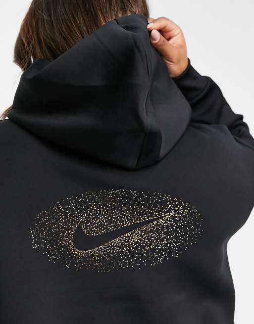 Nike Training Plus glitter graphic hoodie in black