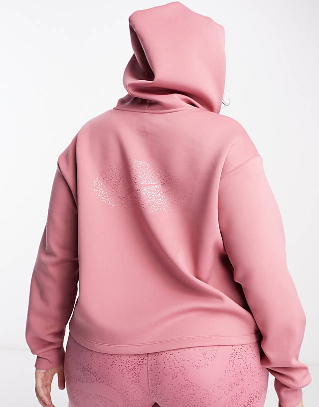 Nike Training - plus glitter graphic hoodie in pink