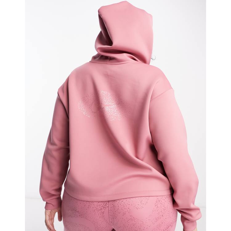 Nike Training Plus glitter graphic hoodie in pink ASOS