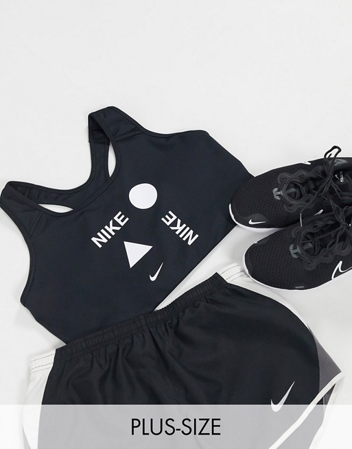 Nike Training plus icon clash mid support bra in black