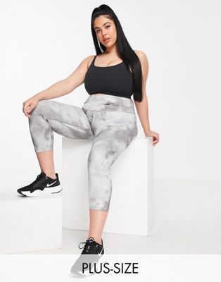 Nike Training Plus Icon Clash One Sculpt cropped tie dye leggings in grey