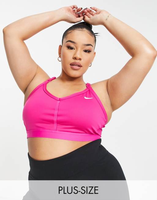 Nike Training Plus Indy light support sports bra in pink