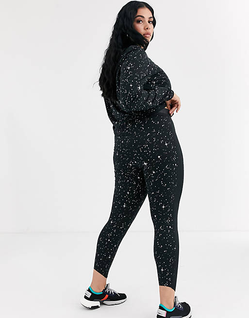 Nike Training Plus leggings in black sparkle print | ASOS