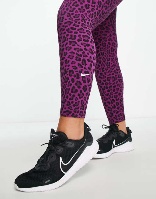 Nike Training Plus Leopard One Dri-FIT high rise printed leggings