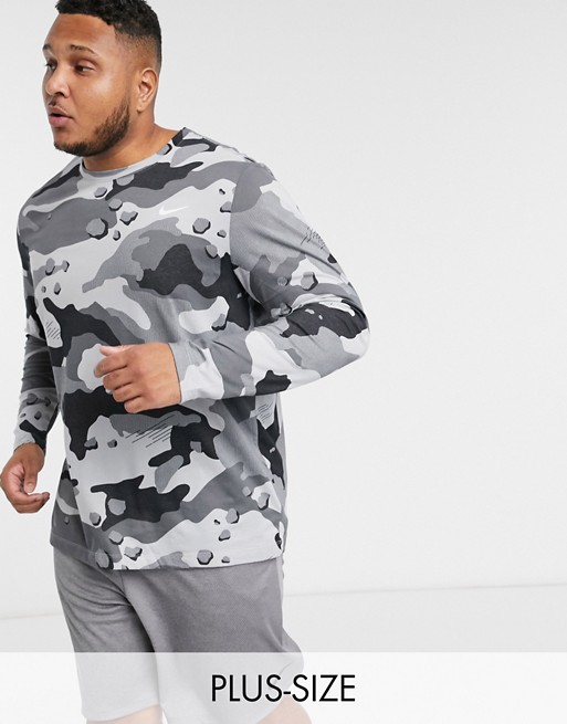 Nike Training Plus long sleeve top in camo print