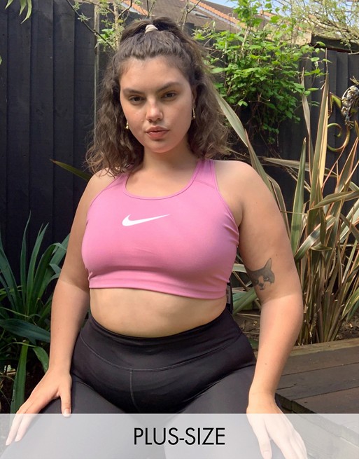 Nike Training Plus medium support swoosh bra in pink