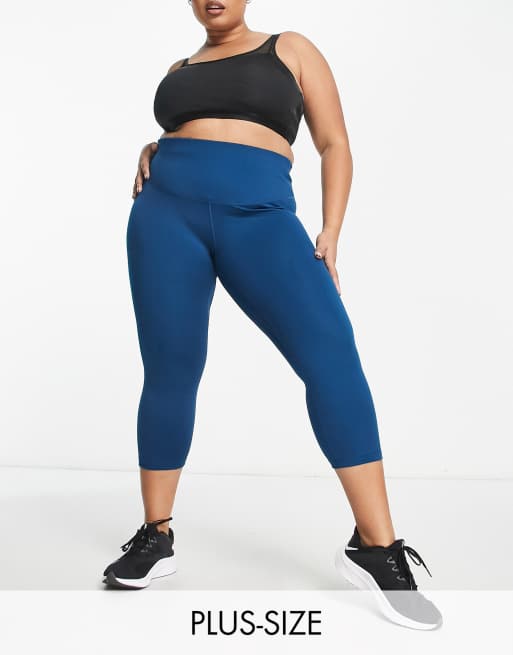 Nike Training Plus - One - Dri-FIT - Cropped legging met hoge taille in groenblauw