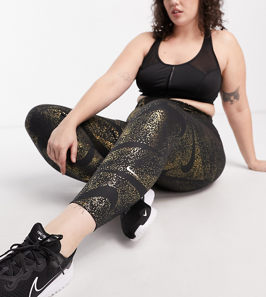 Nike Training Plus One Dri-FIT glitter printed leggings in black