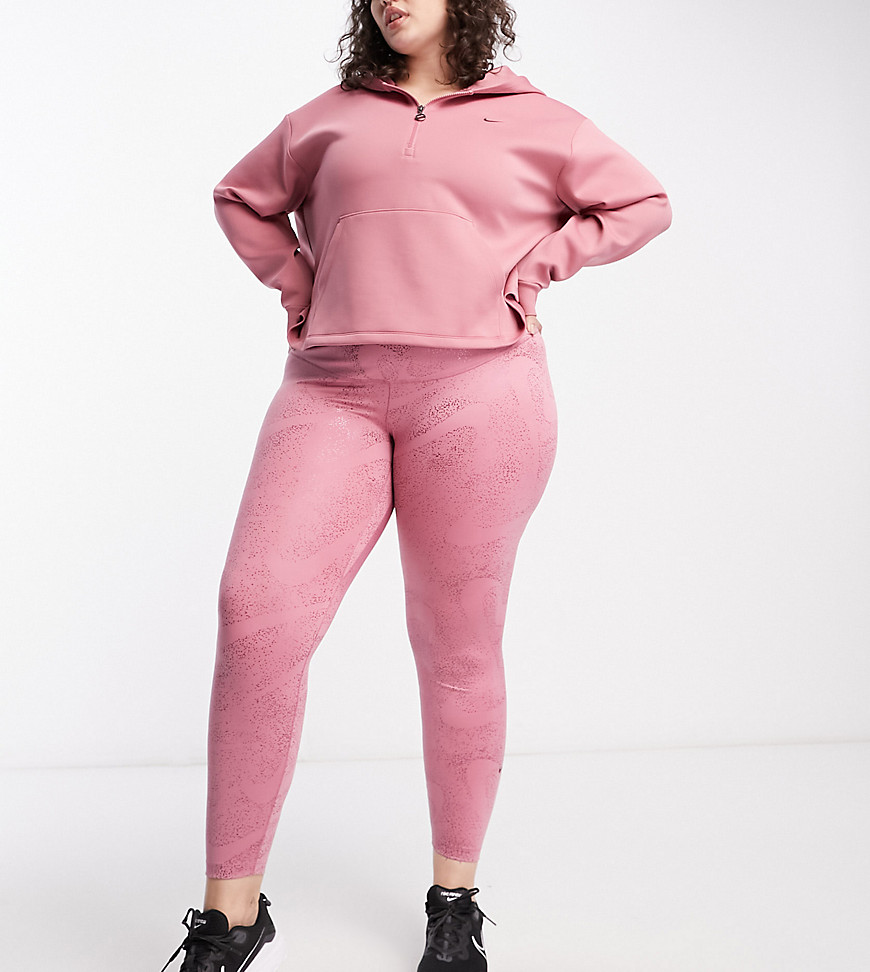 Nike Training Plus One Dri-FIT glitter printed leggings in pink