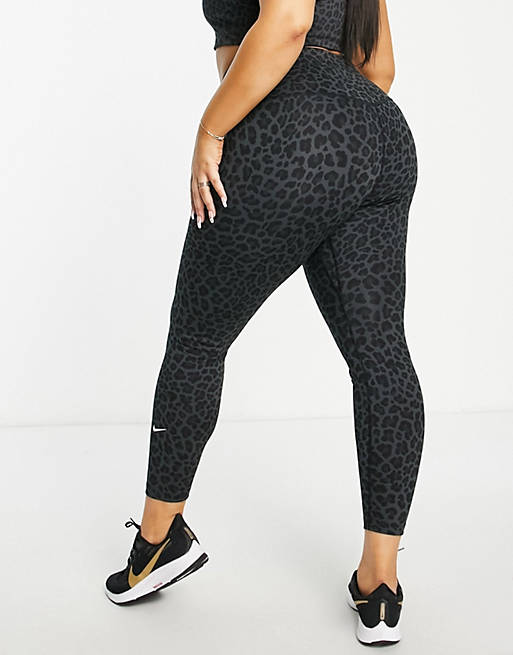 personalidad Banzai canal Nike Training Plus One Dri-FIT high rise leopard print leggings in near  black | ASOS