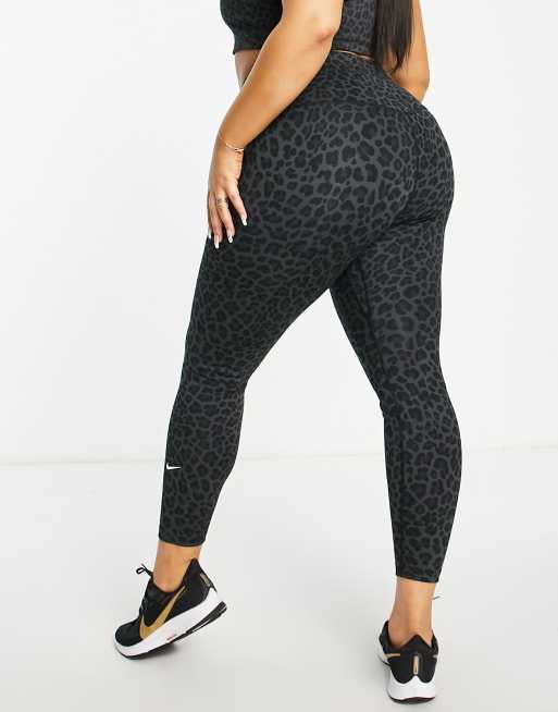 constructor Por ahí escolta Nike Training Plus One Dri-FIT high rise leopard print leggings in near  black | ASOS