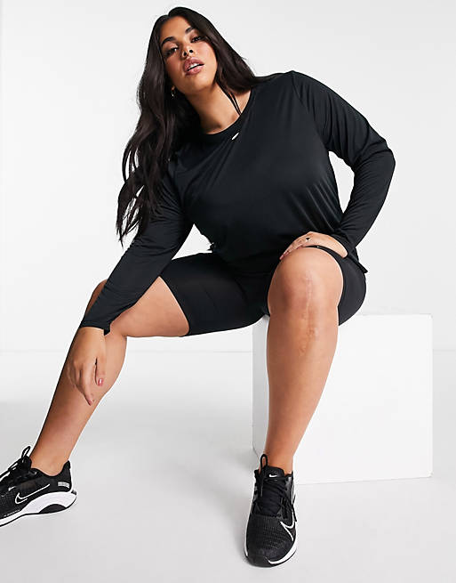 Tops Nike Training Plus One long sleeve top in black 