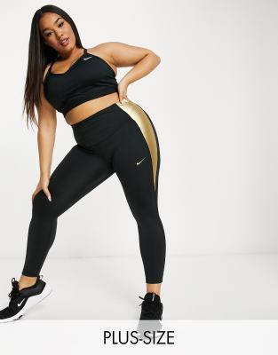 nike black gold leggings