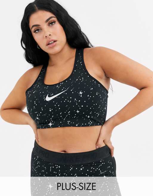 Nike Training Plus Soutien Gorge Soutien Moyen à Logo Virgule Et Imprimé Scintillant Noir Asos