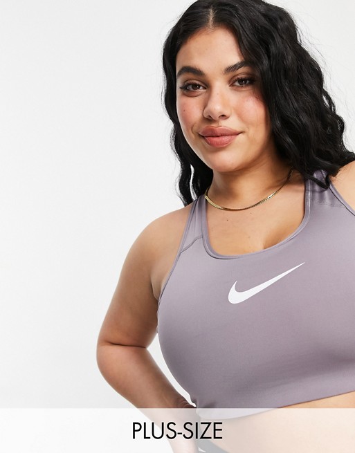 Nike Training Plus Swoosh bra in mauve