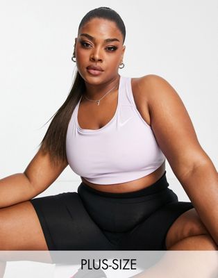 Nike Training Plus Swoosh Dri-FIT mid support sports bra in pink - ASOS Price Checker