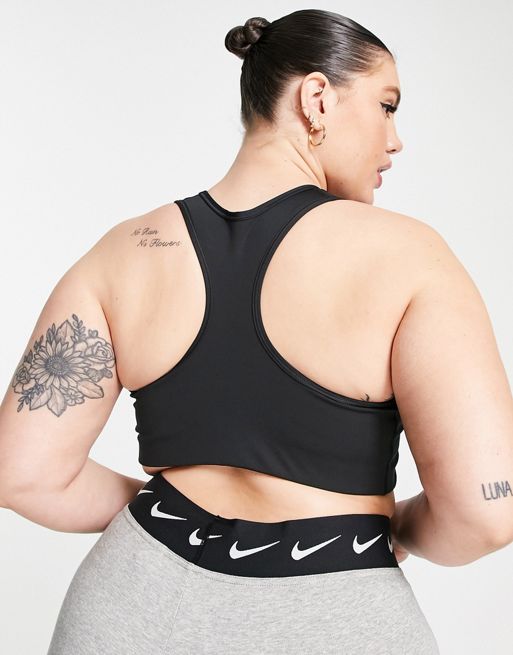 Nike Training Swoosh Futura graphic medium support sports bra in