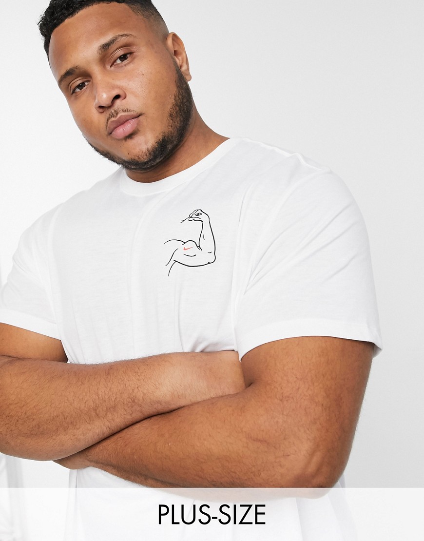 Nike Training Plus - T-shirt bianca con stampa sul petto-Bianco
