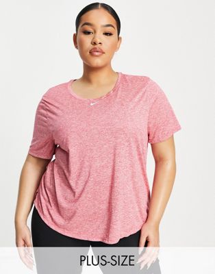 Femme Nike Training Plus - T-shirt superposé en tissu à séchage rapide - Rose