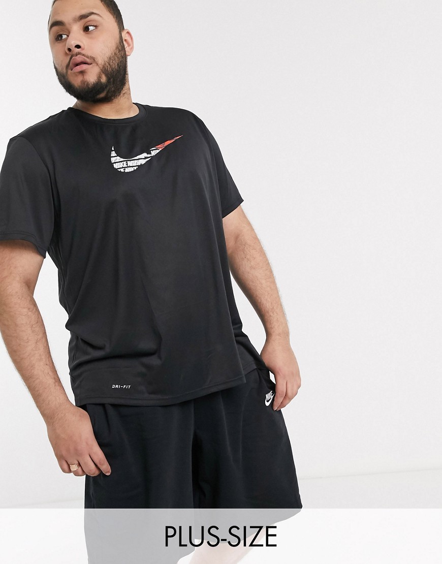 Nike Training Plus t-shirt with swoosh print in black