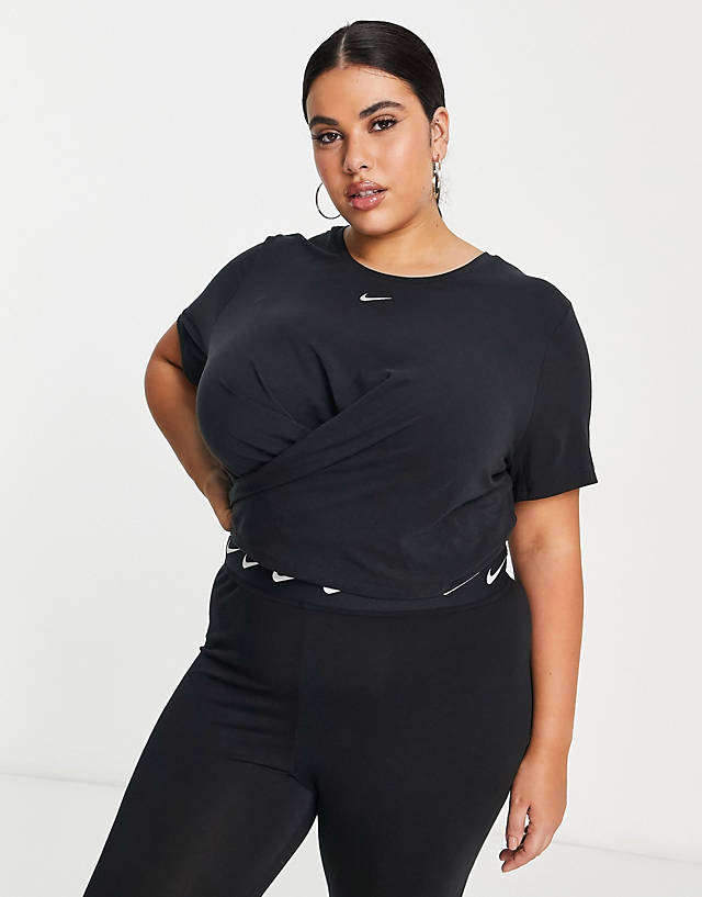 Nike Training - plus twist front cropped t-shirt in black