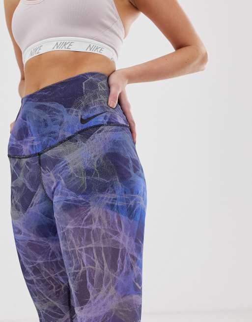 Nike training power leggings in blue tulle on sale mesh