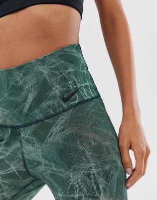 nike training power leggings in mint tulle mesh