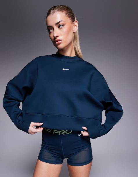 Nike Training Prima Dri-FIT cropped mesh sweatshirt in navy - view 1