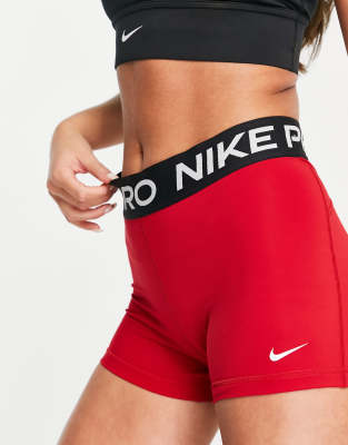 nike pro training 3 inch shorts in red