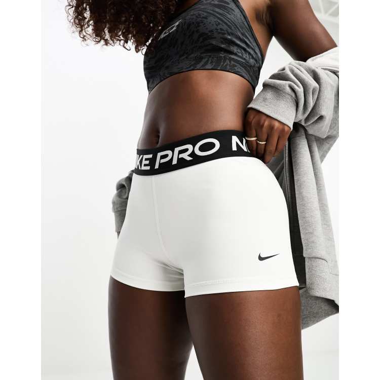 Nike Training Pro 365 3inch shorts in white & black