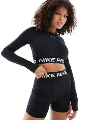 Pro 365 cropped long sleeve top in black